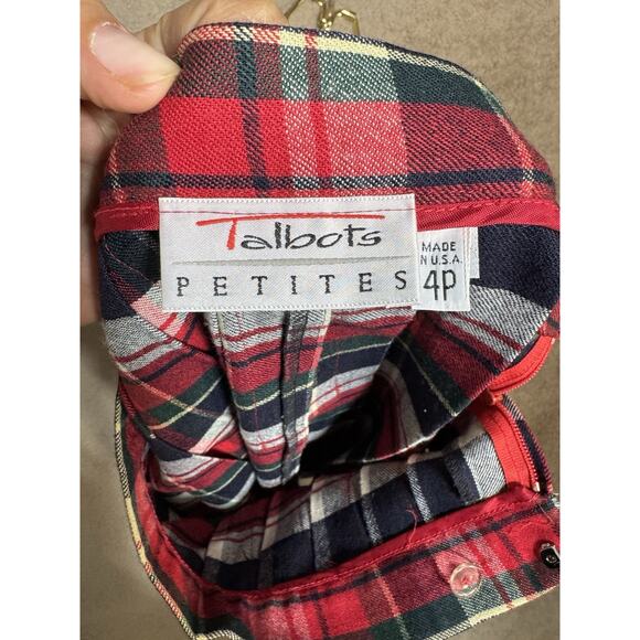 Vintage Talbots Plaid 100% Wool Midi Skirt Size 4p Pleated Oktoberfest - Picture 6 of 9